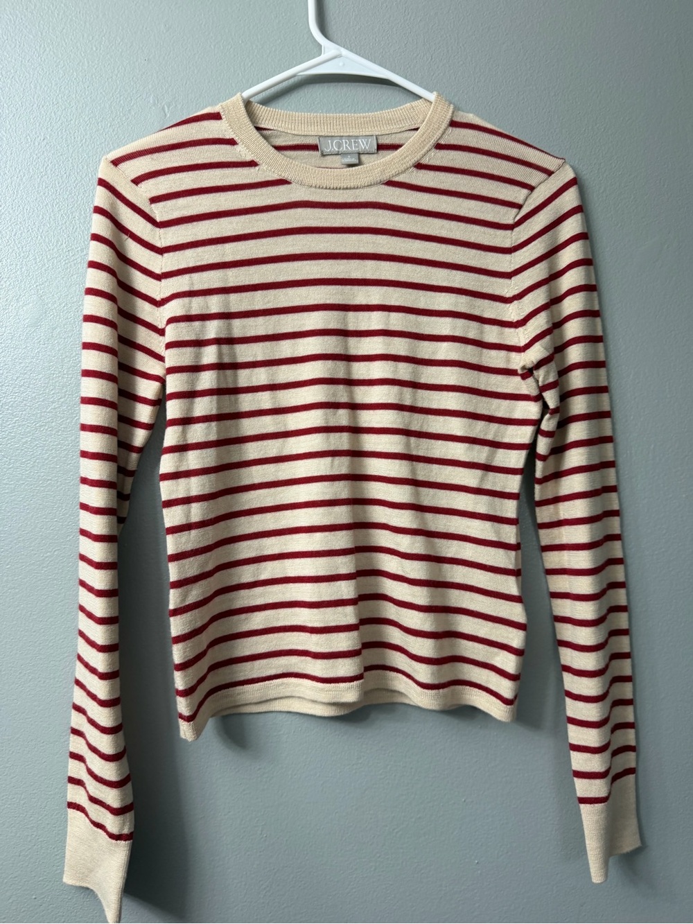 J. Crew Carolyn fitted crewneck sweater in striped merino wool small - Picture 3 of 9